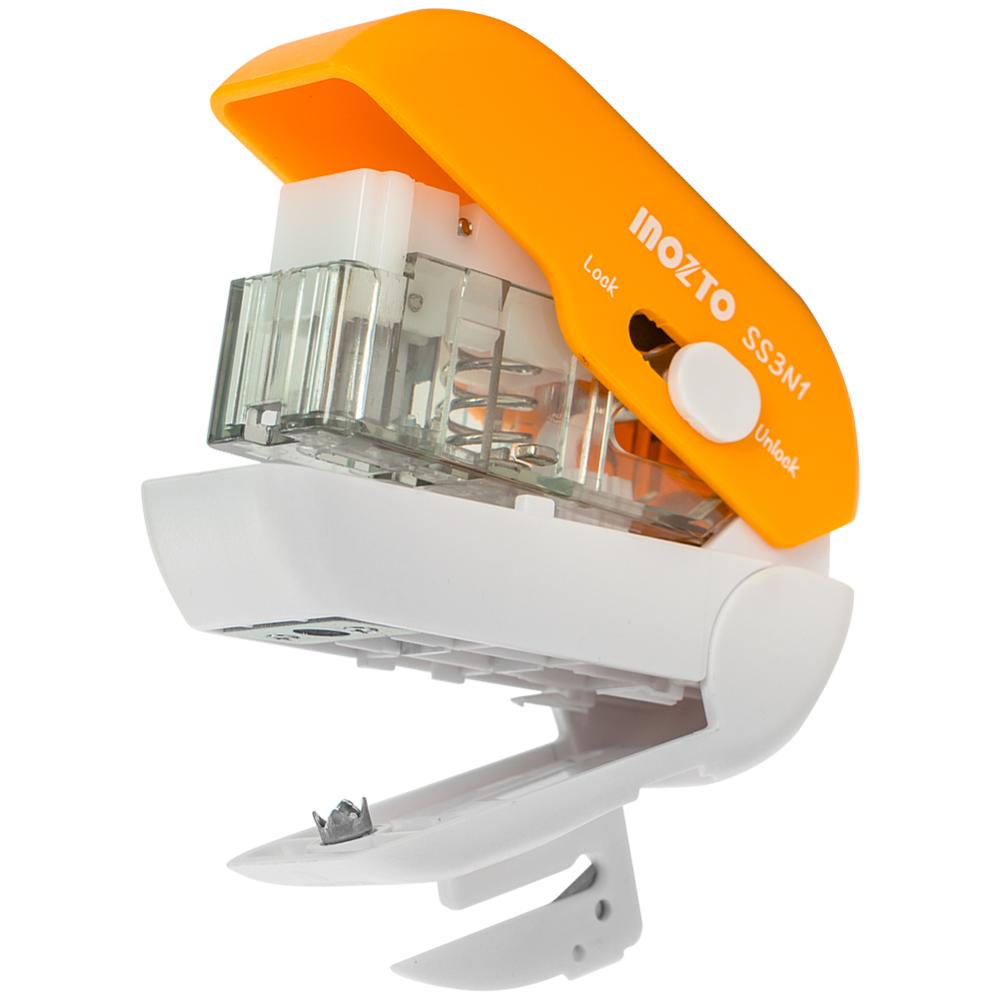 3 in 1 No Nails No Staples Needleless stapler/Hole punch/Letter opener Stapling Machine Mini Staple Stapleless Stapler: Orange