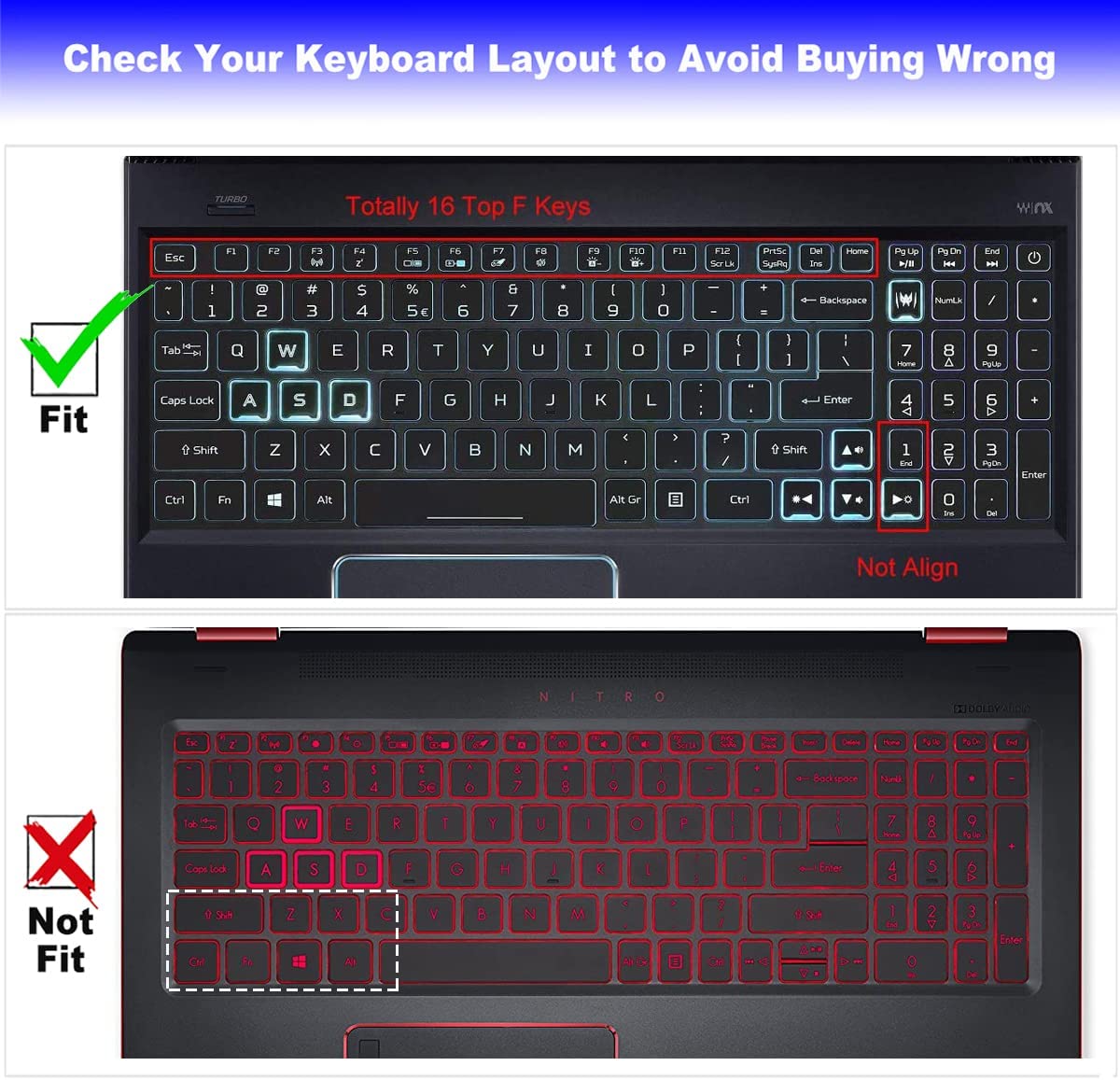 Silikonowa osłona klawiatury laptopa akcesoria do Acer Nitro 5 AN515-58 AN515-54 AN515-55 AN515-56 AN515-57 AN515-46 AN515-45 15.6