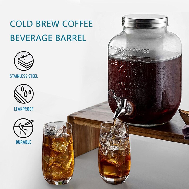 1 Gallon Cold Brew Coffee Maker with EXTRA-THICK Glass Carafe-Premium Iced Coffee Maker, Cold Brew Pitcher&amp;Tea Infuser