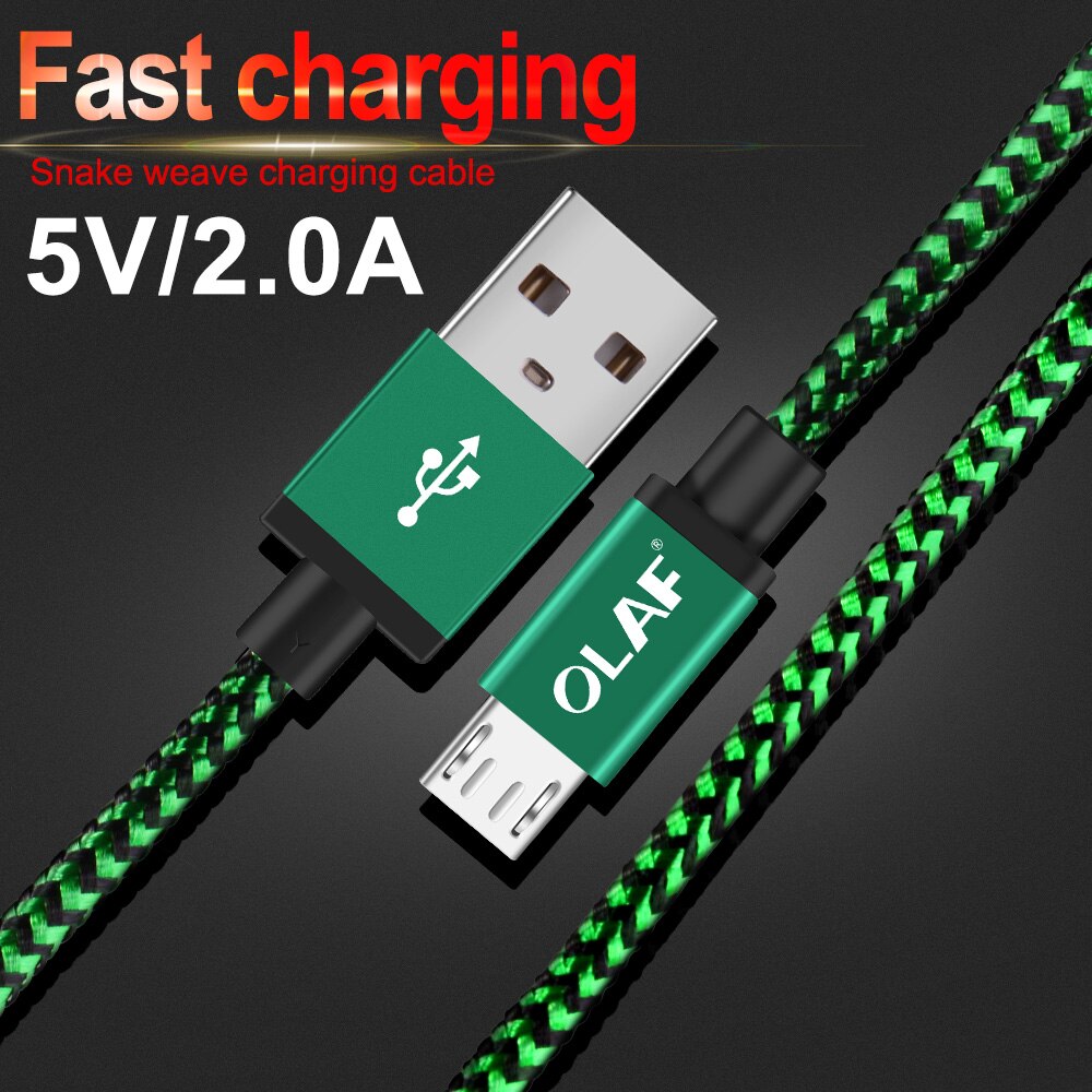 Olaf Micro USB Kabel 2 M 3 m Nylon Gevlochten Snel Opladen Gegevens Charger Cord Voor Samsung Huawei Xiaomi Android microusb Telefoon Kabel