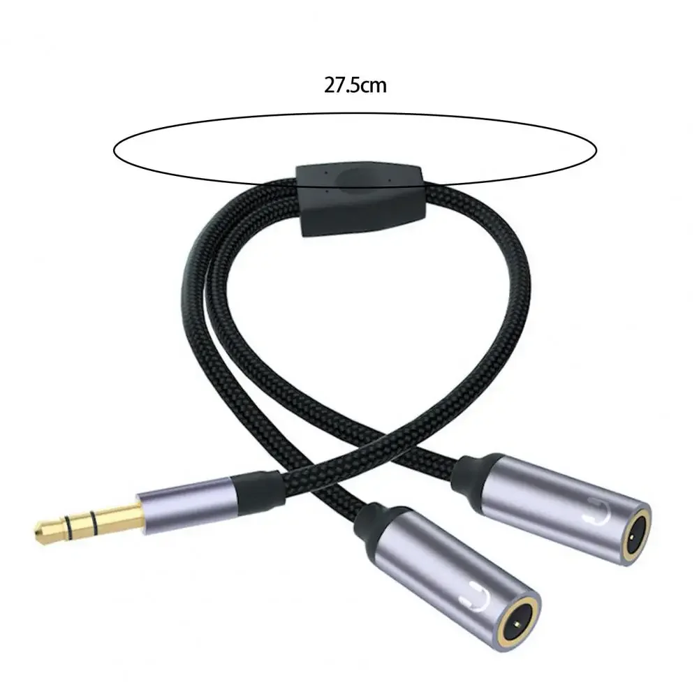 Rozdzielacz słuchawek 2 w 1, pleciony nylon, podwójny męski mikrofon 3,5 mm, kabel przejściowy audio na żeński 3,5 mm, akcesoria komputerowe