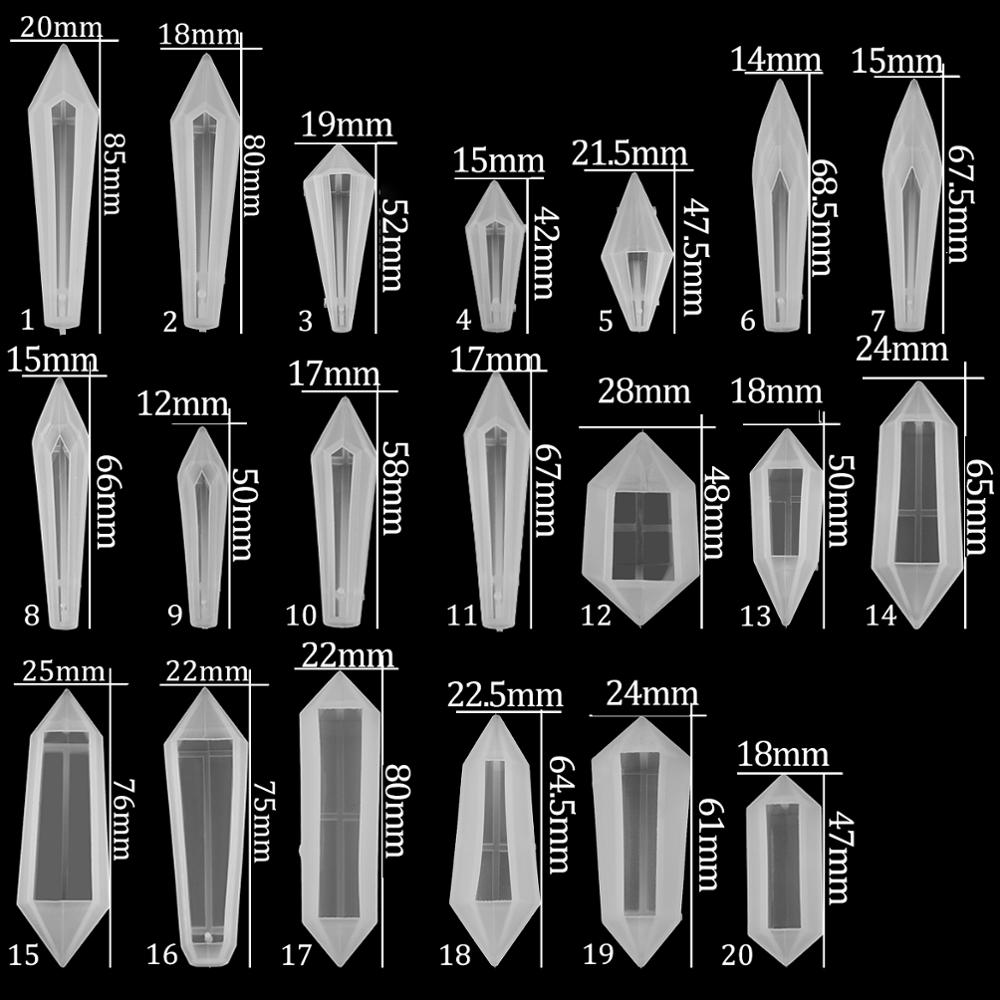 Moldes de Resina de silicona UV de péndulo de 20 estilos, molde transparente de silicona artesanal DIY para colgante, molde de collar, accesorios para hacer joyas