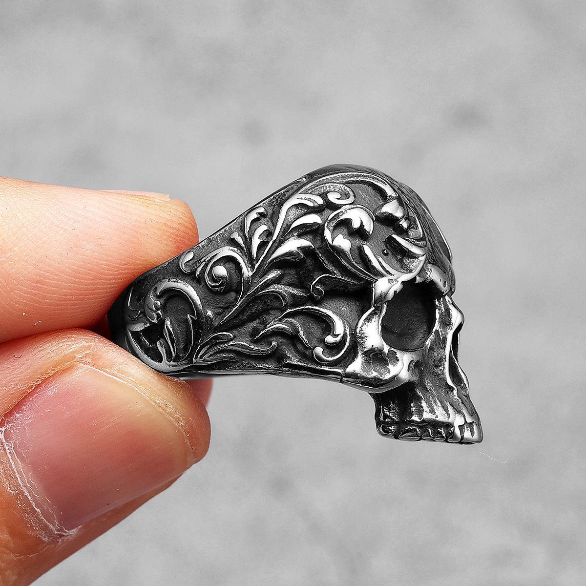 Anillos tallados de calavera para hombre, joyería de acero inoxidable para mujer, gótico, Punk Rock, cosas geniales Vintage, accesorios de , al por mayor