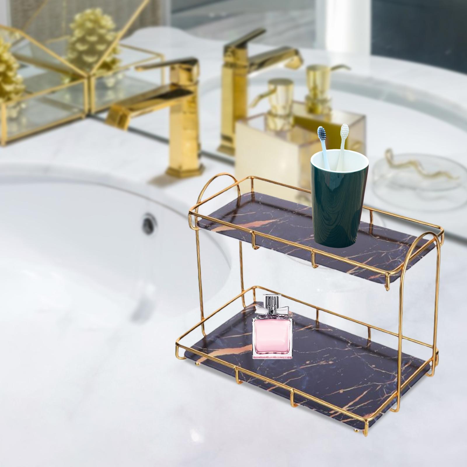 Iron Art Skin Care Product Storage Rack Cosmetic Storage Box Lipstick Makeup Holder Organizer Perfume Display Stand for Desk: Blue M