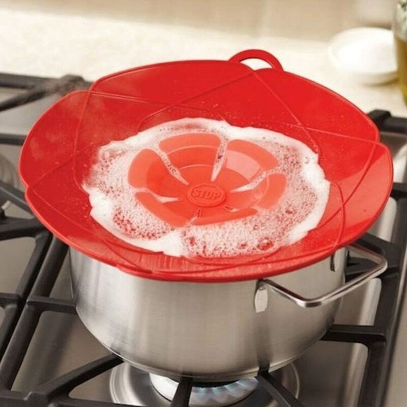 Tapa de tapa de olla con tapón de derrame, tapas antiderrame hervidas de silicona para sopa, libre de FDA, protege contra salpicaduras de gachas
