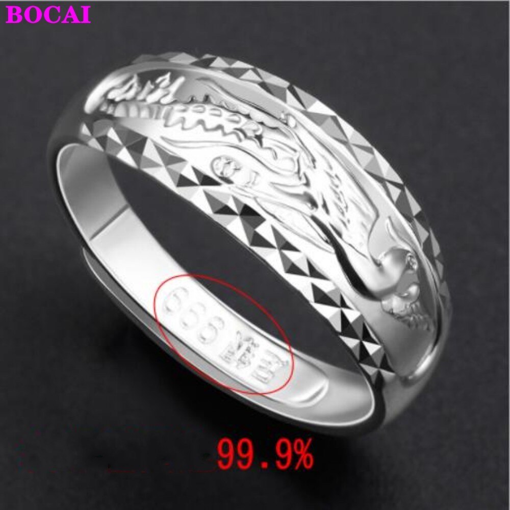 S999 bague en argent sterling pour hommes et femmes artisanat en argent thaïlandais simple dragon anneau d'ouverture personnalité bague Phoenix pour les femmes