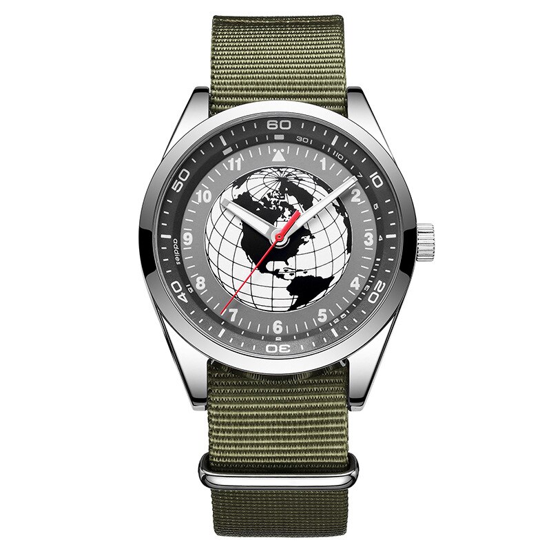 Addiesdive zegarek indywidualny modny styl Retro Pilot nylonowy pasek mineralny lustro stop 40mm Dial kwarcowy zegarek dla mężczyzn: silver type 3