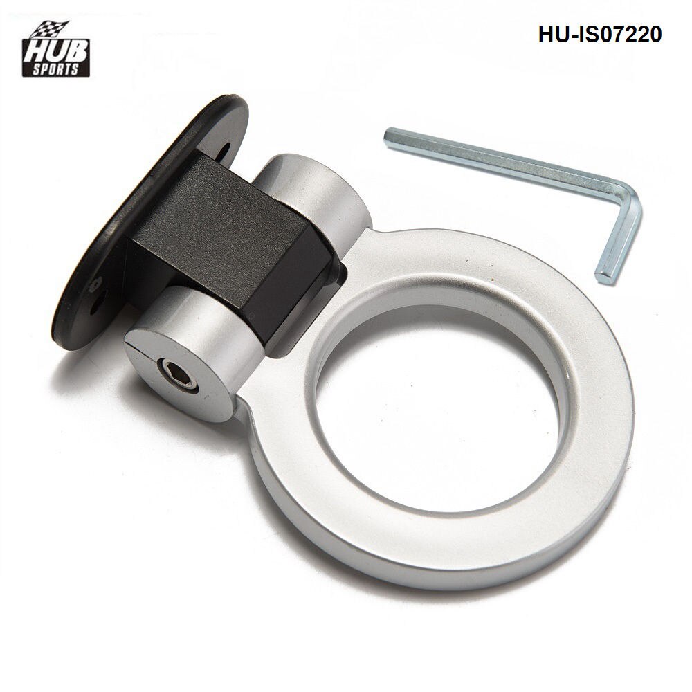 Pegatina de parachoques Universal ABS para coche, Kit de gancho de remolque de simulación de coche, accesorios para coche, HU-IS07220: Plata