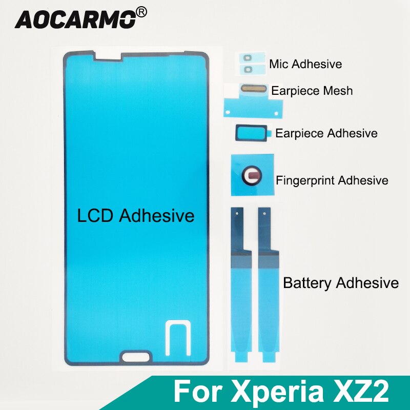 Aocarmo-juego completo de pegatinas para SONY Xperia XZ2 H8216 H8266 H8296, conjunto completo de pegatinas con batería LCD, micrófono, cinta para la oreja, pegamento de huella dactilar