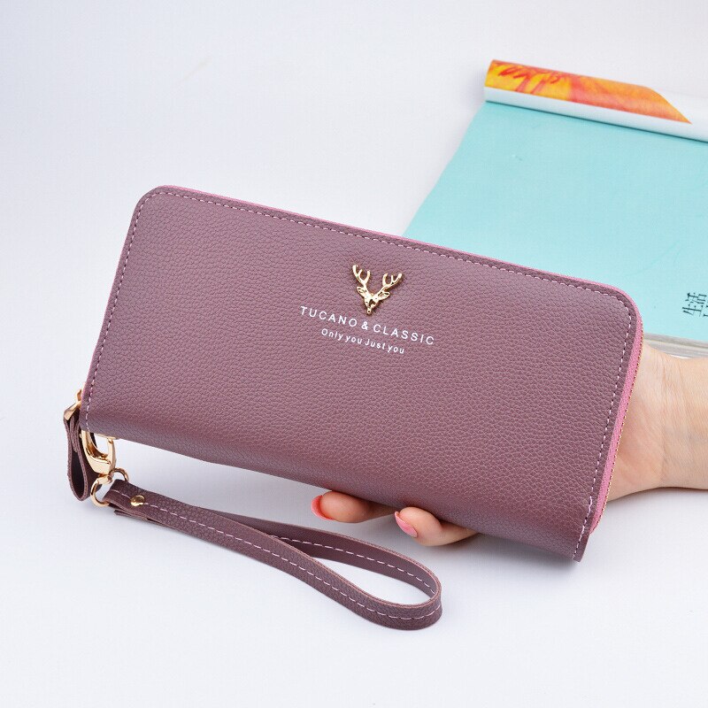 Women Female Purse Wallet Female PU Leather Long Wallet Purse Black / Red / Blue / Green / Gray Famous Brand: Purple