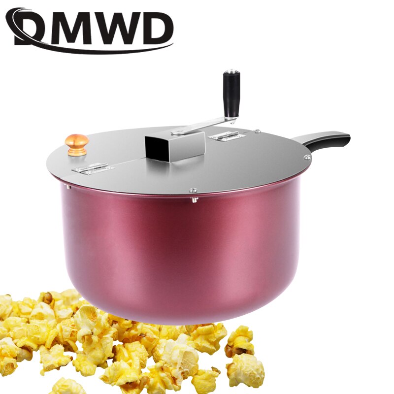 DMWD Gas Stove Air Popcorn Machine Hand-cranked Single Pot Popcorn Maker Pot Commercial Home Use Manual Corn Pressure Cooker