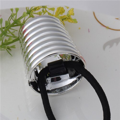 coletero elástico estilo Punk, accesorios para el cabello, banda para el pelo, anillo de pelo redondo Retro Vintage para mujer, Scrunchy con caja: Screw thread silver