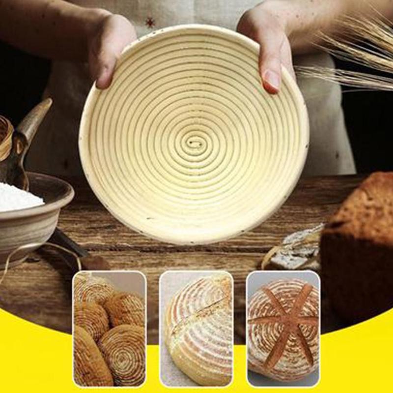 Handmade Round Shape Fermentation Rattan Basket Country Bread Baguette Dough Banneton Brotform Proofing Proving Baskets Tools