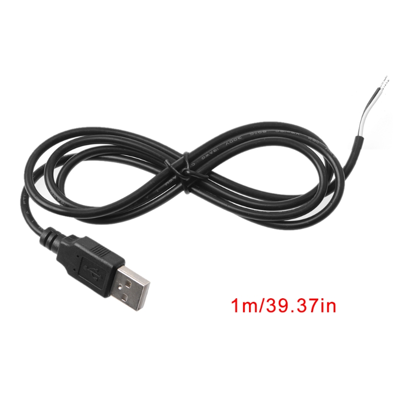 5V USB 2.0 Male Jack 2 Pin 2 Wire Power Charge Cable Cord Connector DIY 1m Wire AXYF