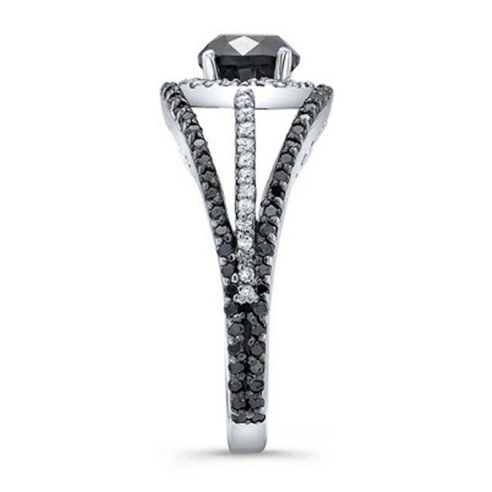 Huitan Jahrgang Anmutigen Ringe für Frauen Blume aufbringen Schwarz/Weiß Stein Hochzeit Braut Party Ringe Schmuck Tropfen Ring