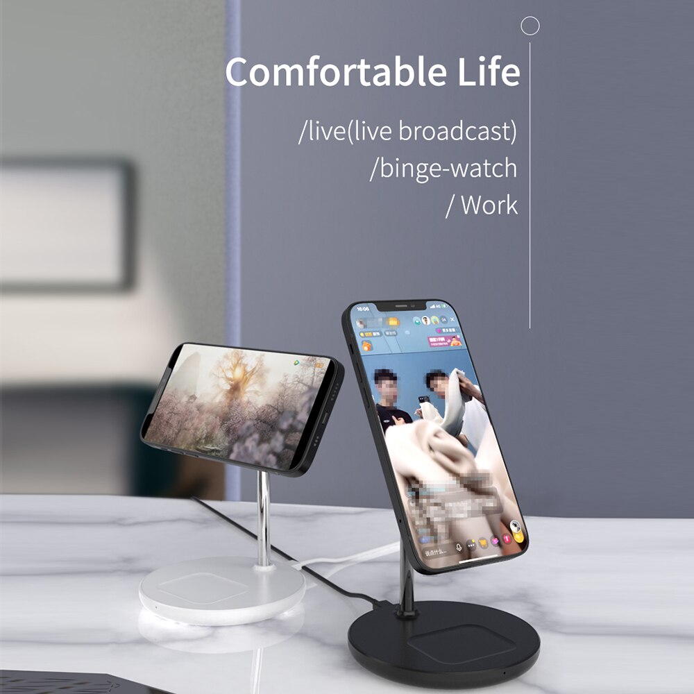 Magnetic Wireless Charger 2 in 1 Stand For iPhone 13/12 Pro/11/X Desktop Phone Holder 15W Qi Wireless Charging For Airpods 2 3