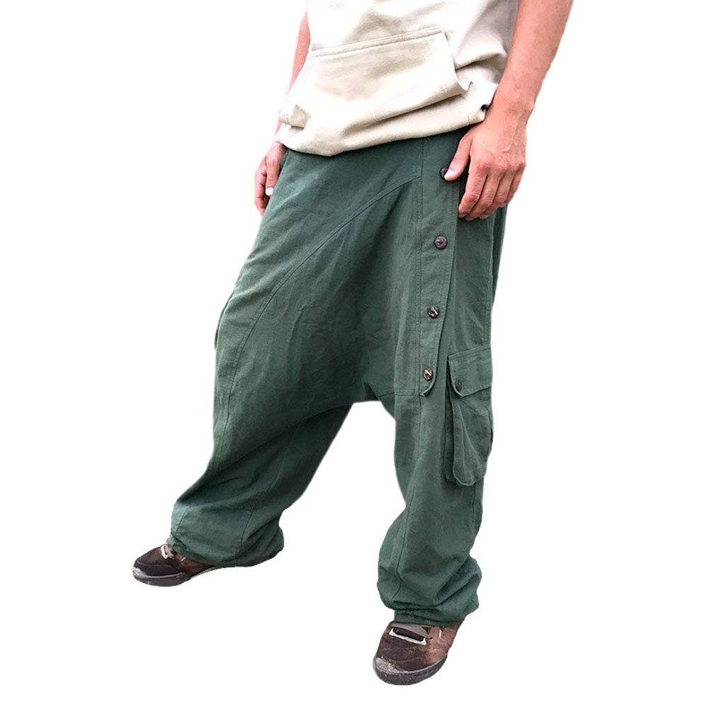 Pantalones Harem verdes para hombre, pantalones bo – Grandado