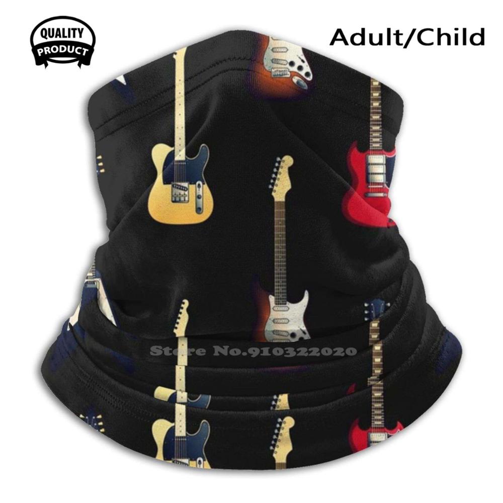 Seemless Electric Guitars Collection Art Soft Warm Child Girl Adult Sport Scarf Flying V Stratocaster Guitars Guitar: Scarf Mask / Child Size