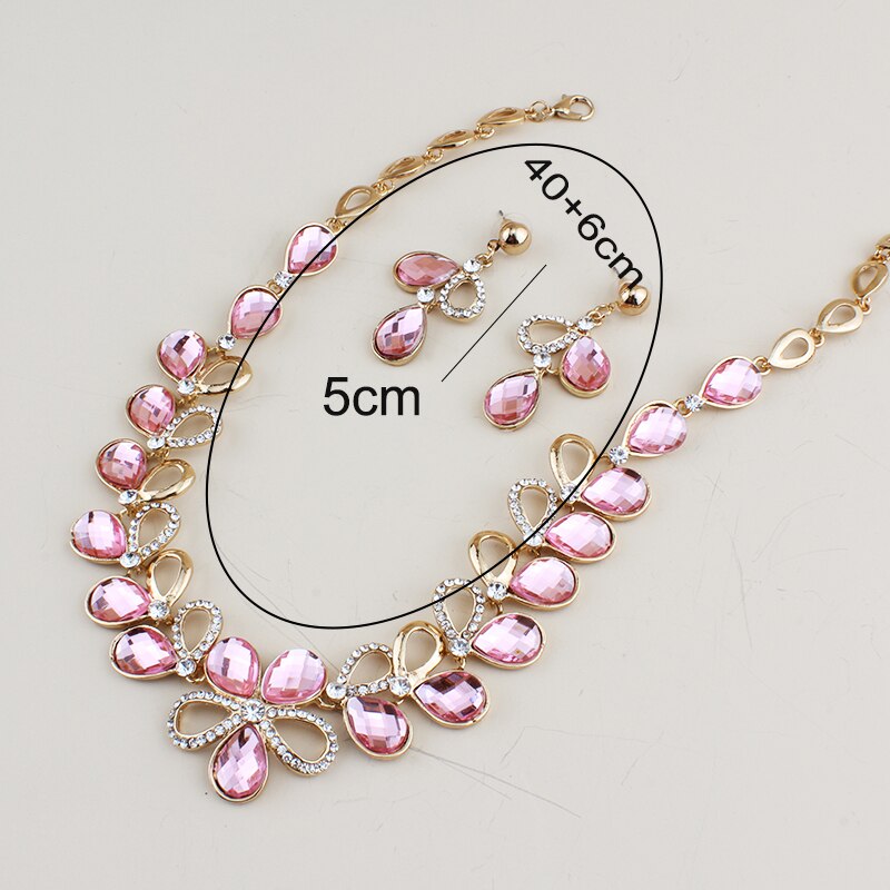 Dubái Jewelry-conjunto de joyas de boda para mujer, conjunto de collar de Color oro rosa, pendientes, accesorios para