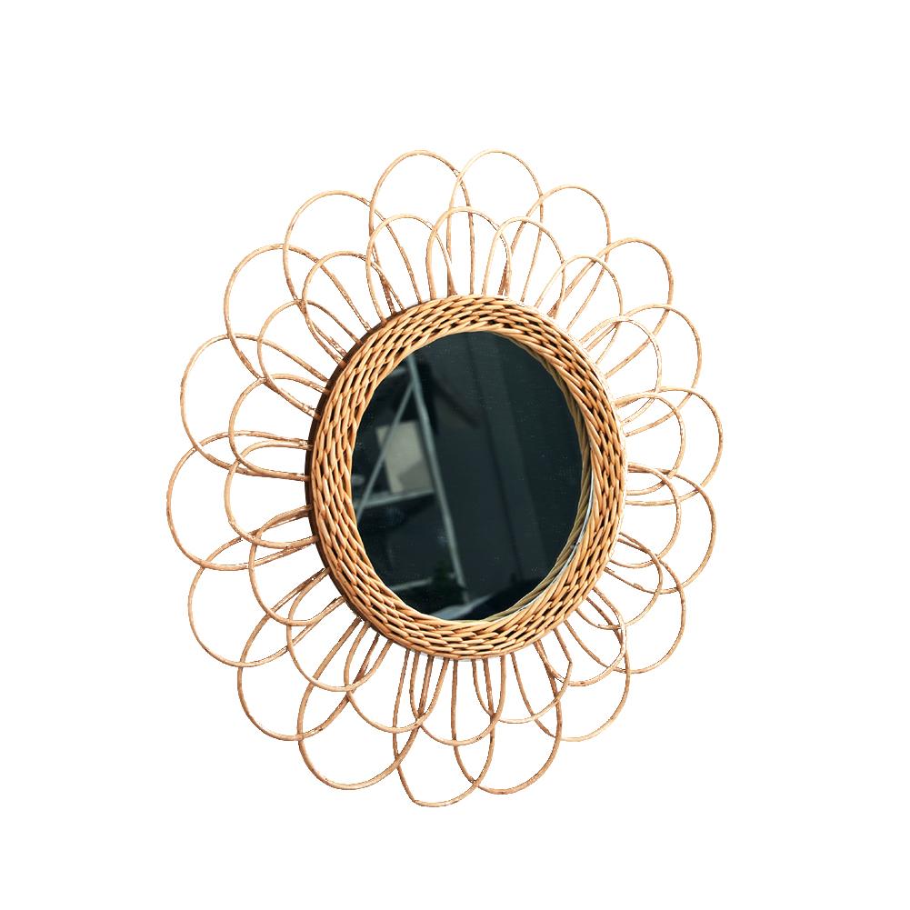 Rattan Wall Hanging Innovative Art Decoration Round Makeup Mirror Dressing Bathroom Bathroom House Wall Decor Mirror