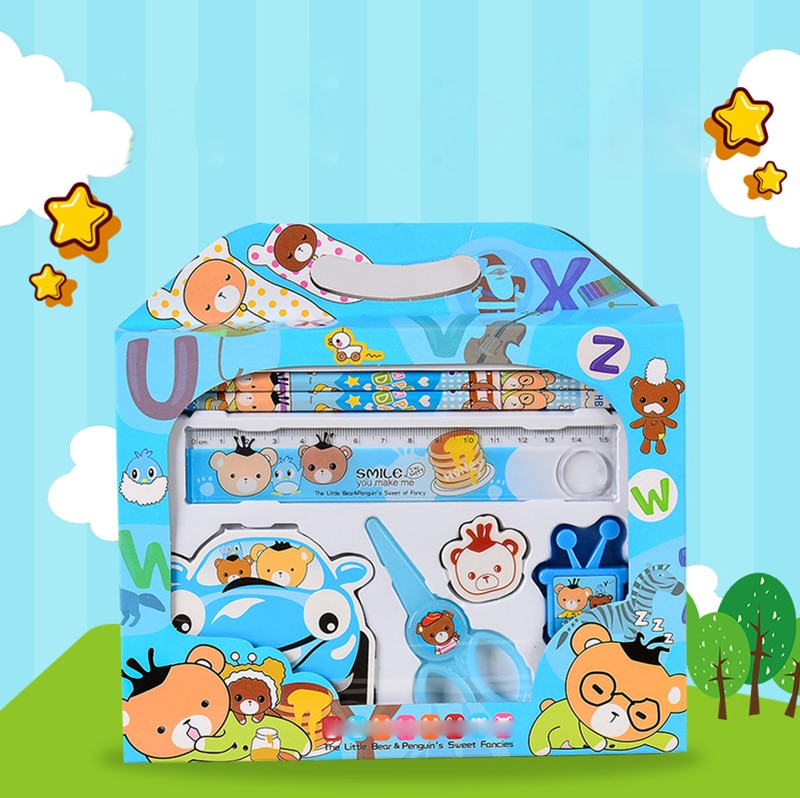 1 Sets Children 's Stationery Set of Pupils School Supplies Festival for Children 7pcs Installed