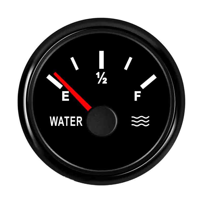 52 Mm Marine Water Niveau Gauge 190ohm Water Tank Level Gauge Indicator Voor Boot Met Backlight 9 ~ 32V: Black