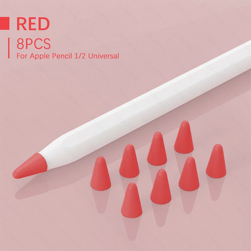 8pcs Silicone Replacement Nib Protective Cover Skin for Apple Pencil tip Tablet stylus Touch Pen Nib Cover стилус для планшета: red