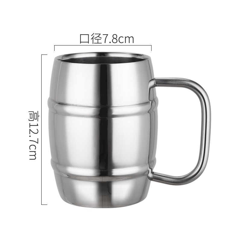 500/450ml Double Stainless Steel Beer Cup Outdoor Camping Western Coffee Cup With Handle Insulated Portable Water Cup Mugs: black