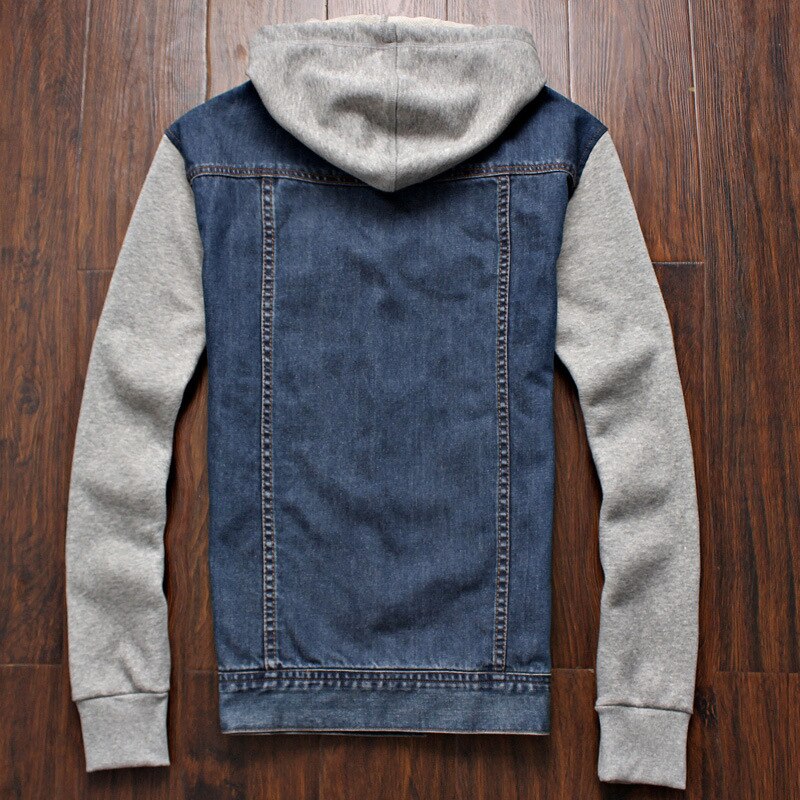 Prendas de vestir con capucha de mezclilla para hombre, chaqueta vaquera informal a la para adolescentes, abrigo de talla grande