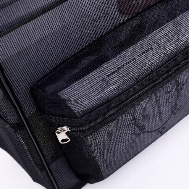 Mulheres Homens Malha Mochila Dobrável Ver Através do Livro de Escola Saco de Viagem Praia Casual Ginásio Mochila Pacote Ombro Preto Claro