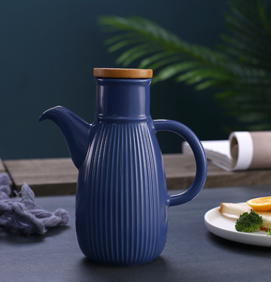Japanische Keramik Essig Bar Öl Flasche Lagerung Haushalt Küche Werkzeuge Würze Flaschen Sojasauce Topf Öl Flasche Spender: Blau 450ml