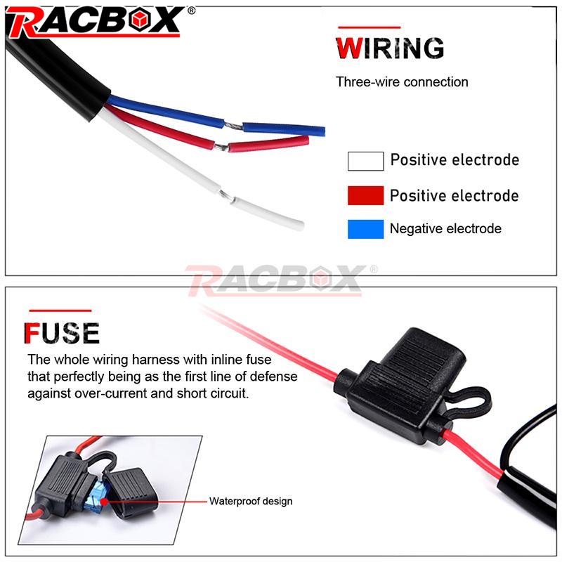 Motorcycle LED Spotlight Wire 2M 12V 40A Wiring Harness Relay Loom Cable Kit Fuse for Motorbike Driving Offroad Led Fog Lamp