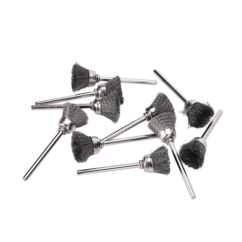 10 stuks roestvrijstalen draadbeker miniborstels, geschikt voor dremel-rotatiegereedschap accessoire 13mm