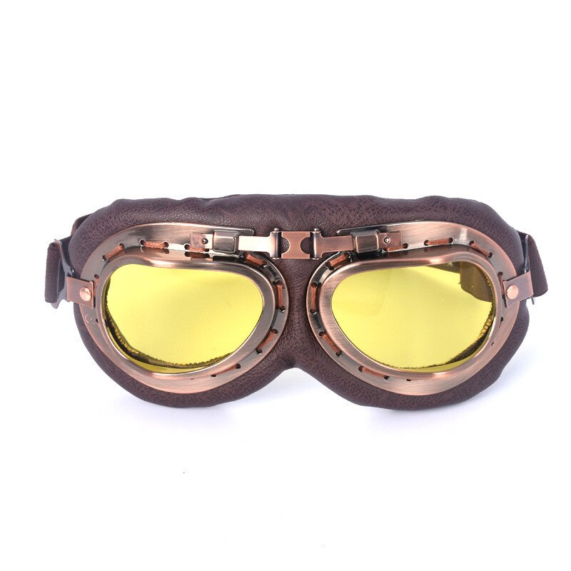 Retro Motorcycle Goggles Classic Brown Motorbike Glasses Cycling Glasses Sports Dustproof Eye Protection Leather Helmet Glasses: G