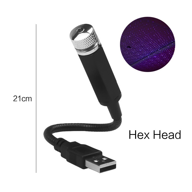 Universal LED Car Roof Star Night Lights Interior Ambient Atmosphere Galaxy Lamp USB Plug Light Decoration Light: B