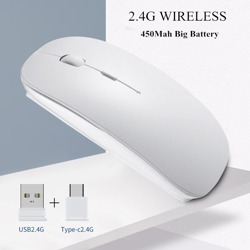 Drahtlose Maus Stille PC Maus Wiederaufladbare Maus 2,4G USB Band-C Optische Mäbenutzen Für Laptop PC Tabelt Clever telefon: Weiß