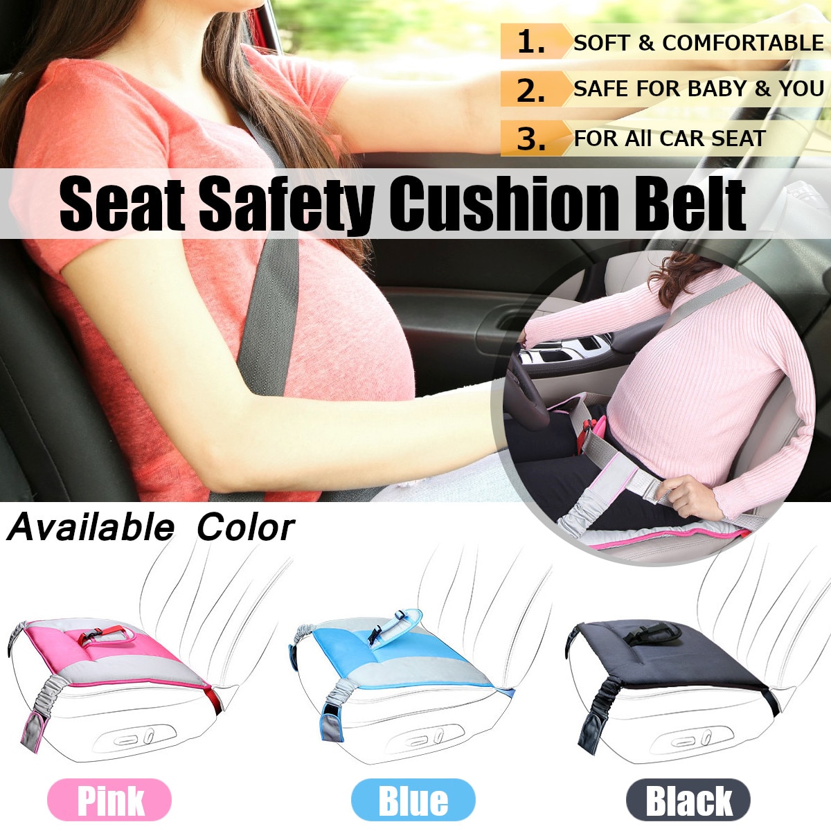 Auto Auto Seat Veiligheid Riem Voor Zwangere Vrouw Meisjes Met Soft Seat Mat Schouder Kussen Bescherming Veiligheid Anti-Slippen band