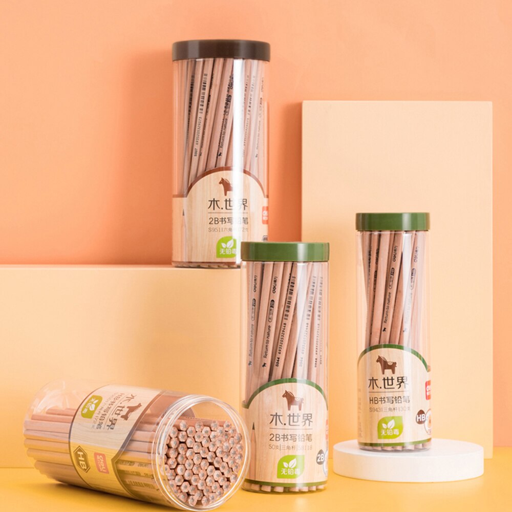 Deli Pencil Student Writing Exam Drawing Sketch Special Pencil Safety Log 2B/HB Wooden Triangle/Hexagon Rod Student Stationery