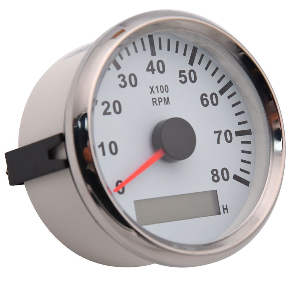 8000RPM Tacho Tachometer Gauge REV Counter With Hour meter 85mm Tacho Gauge For Gasoline Diesel 12V 24V Red Backlight