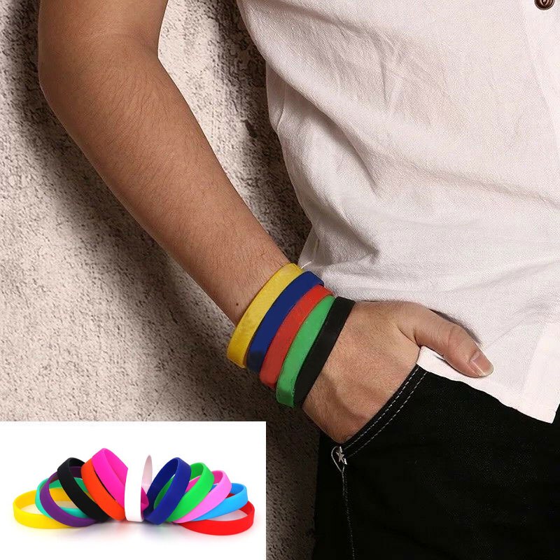 Sports Fitness Silicone Rubber Elasticity Wristband Cuff Bracelet Basketball Sports Wrist Band 12 Colors