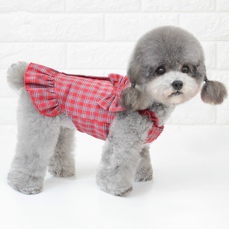 Kleine Hond Meisje Jurk, Leuke Plaid Patroon Vest Lente Zomer Jarretel Rok Kleding Kleding Voor Pet Puppy Kleine Hond
