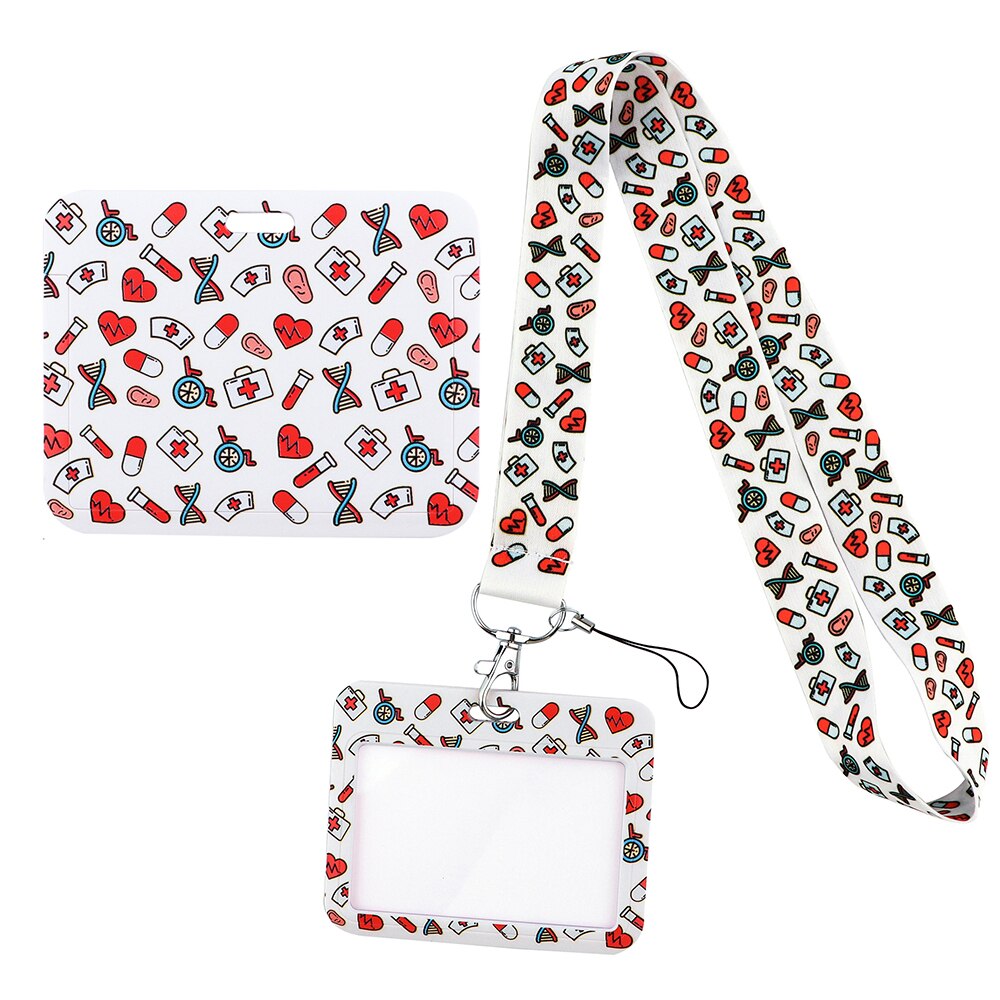 Flyingbee X2415 Neue horizontale Richtung Lanyard Kreditkarte ID Halter Abzeichen Student Reise Bank Bus Visitenkarte Abdeckung Abzeichen: Rot