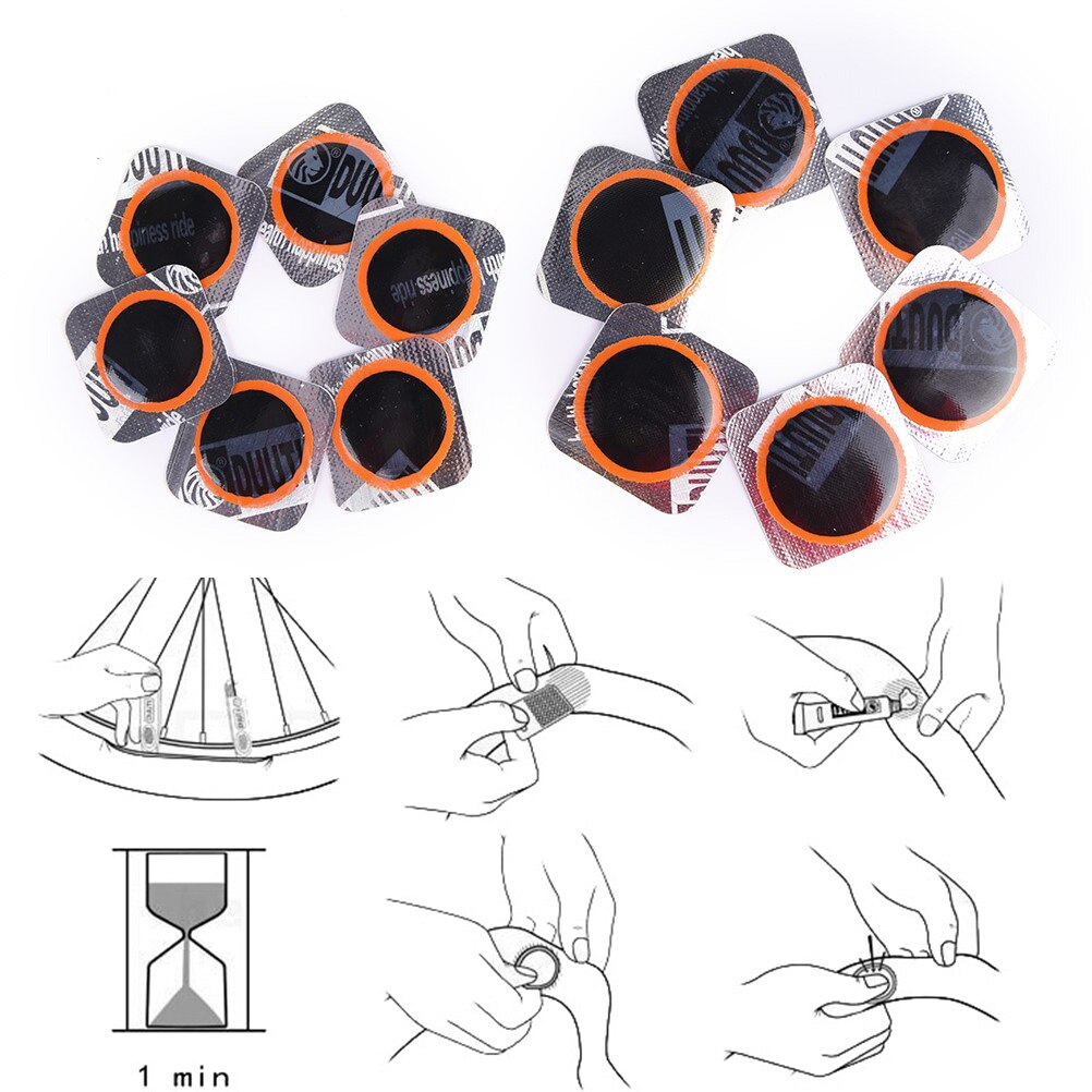 10Pcs Bicycle Bike Repair Fix Kit Flat Rubber Tire Tyre Repair Patch Kit Cycling Tools 25mm/30mm