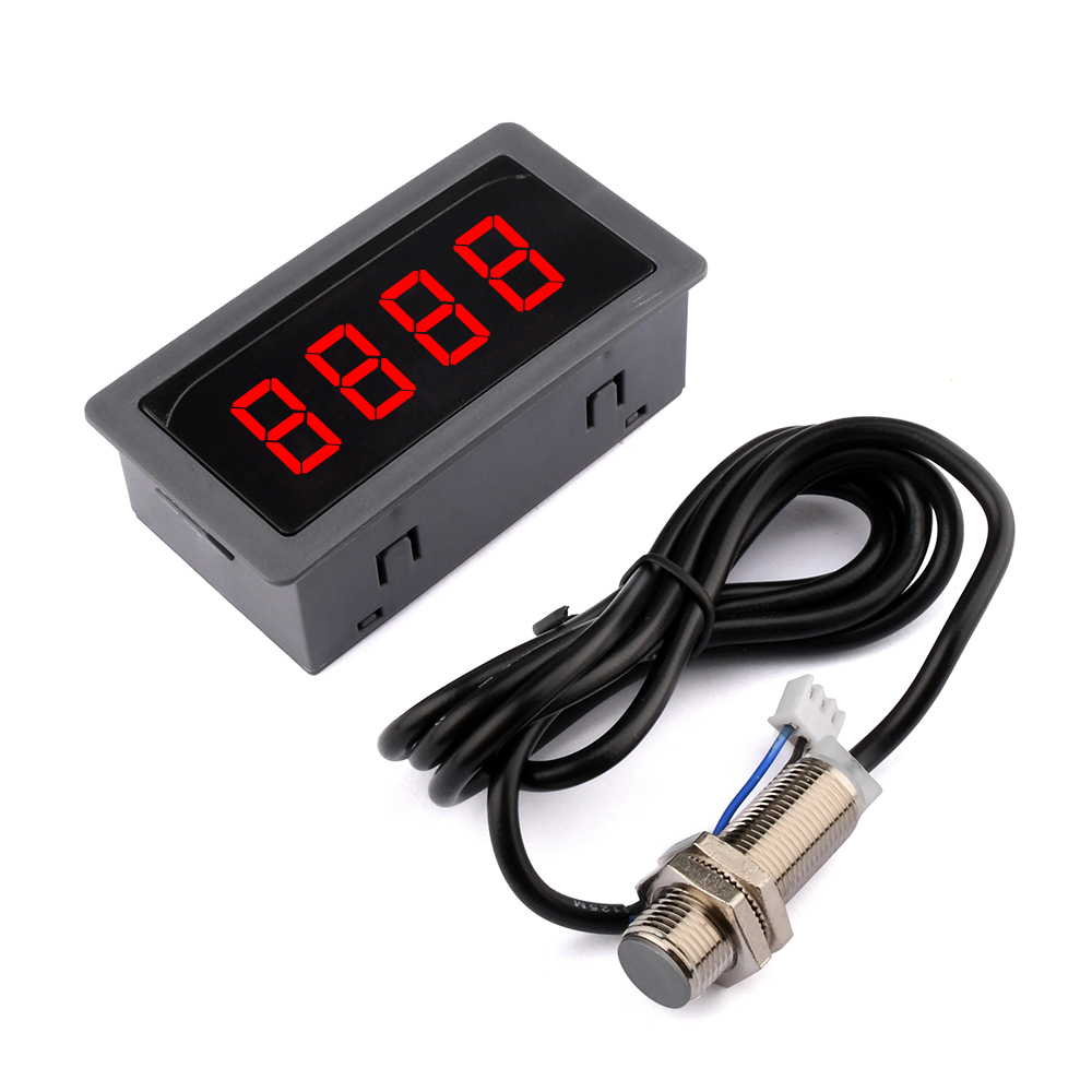 DC8-24V Digitaler Drehzahlmesser 0,56'' 4 Bits LED Halle Näherungsschalter Sensor NPN 12V 24V Tachomete setzt Geschwindigkeitsmesser 10-9999RPM: Braun
