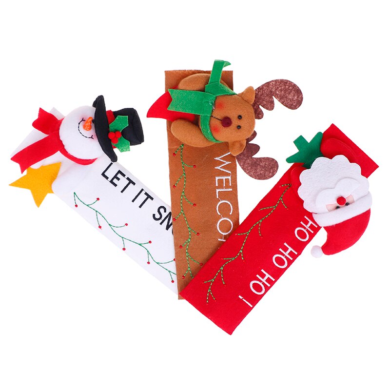 Pomo para manija de puerta de refrigerador de cocina, cubierta de tela, decoración de venado navideño, 1 Uds.