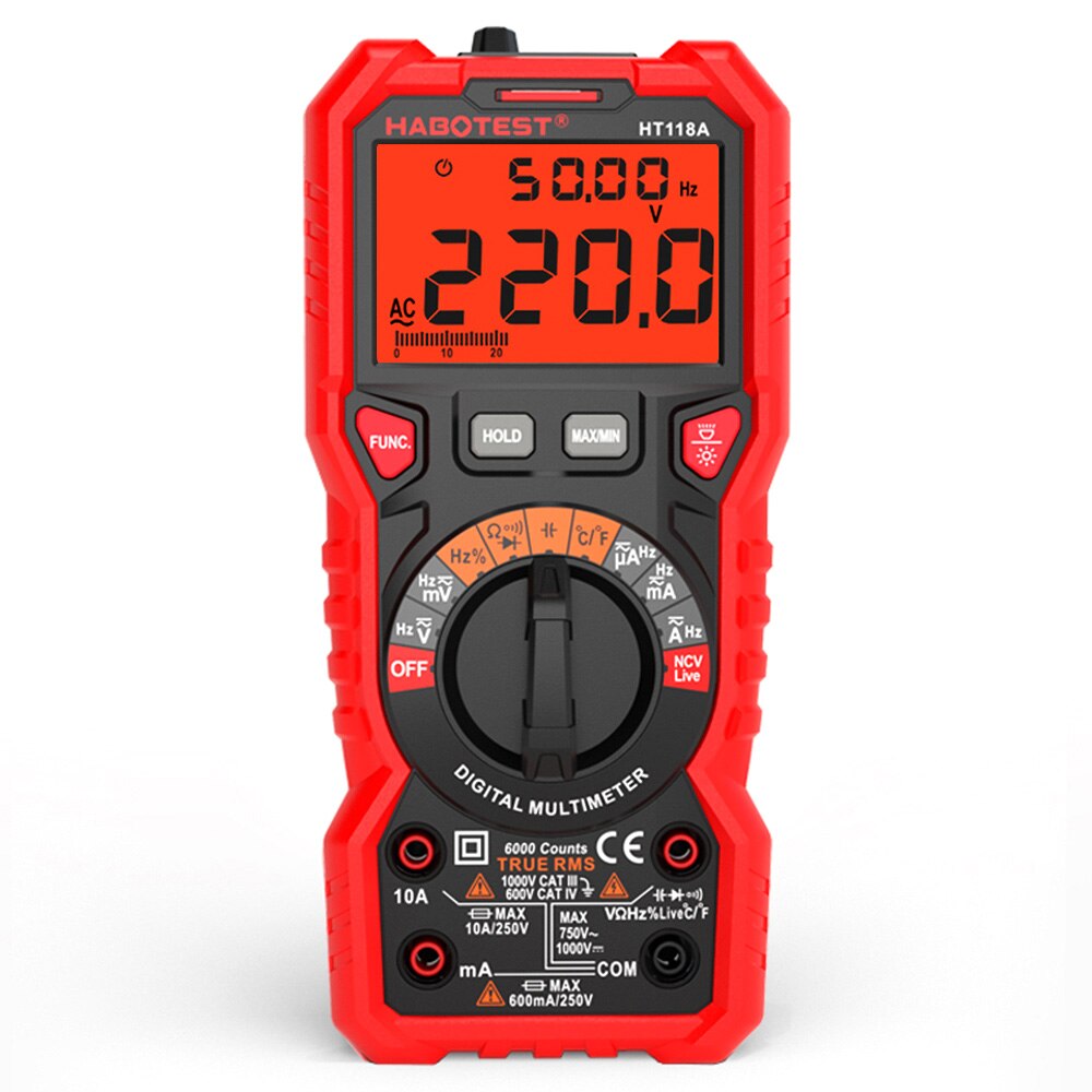 Auto-scanning Digital Multimeter DC AC Capacitance Resistance Tester 6000 count Portable Smart