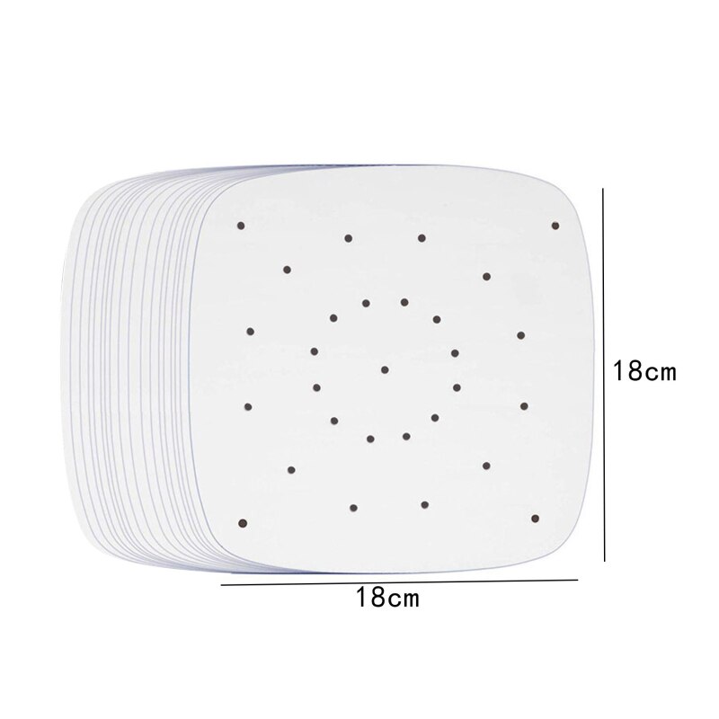 6/7/8/9/10 Inches Practical Cooking Paper Bamboo Steamer Dim Sum Paper Non Stick Restaurant Kitchen Under Steam Mat: 100pcs-white-18cm