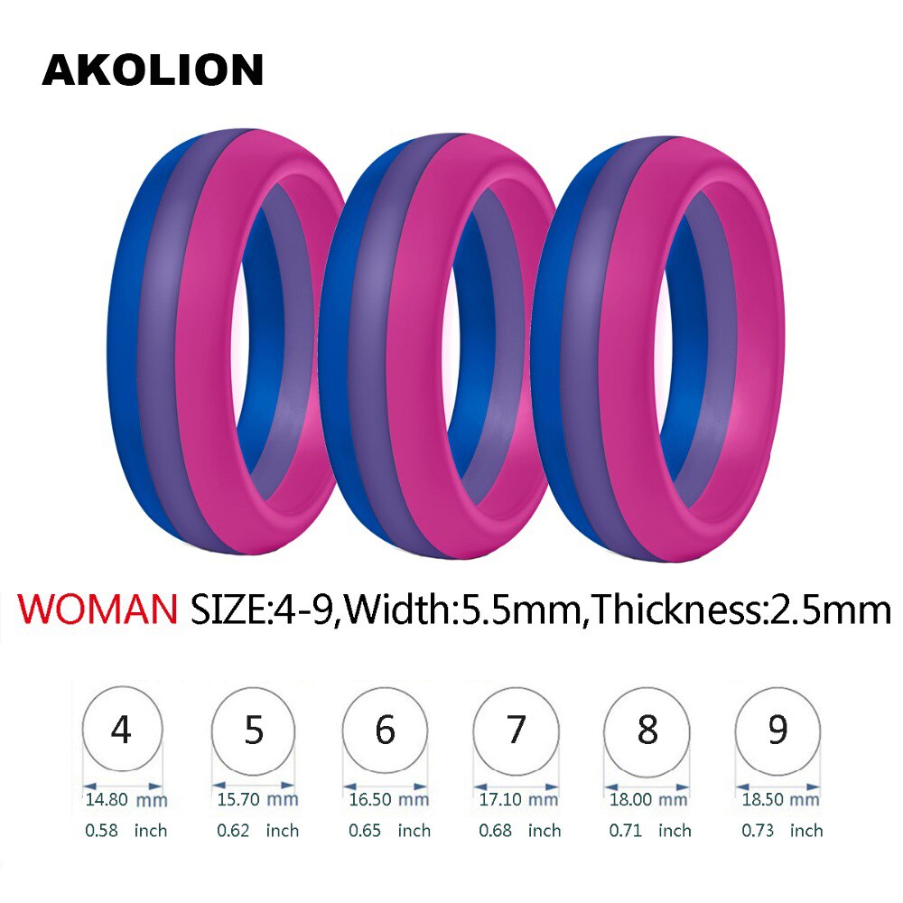 3PCS a lot Man Bisexual Pride Ring Silicone Wedding Round Solid Environmental Cool Comfortable Rings SR-0001