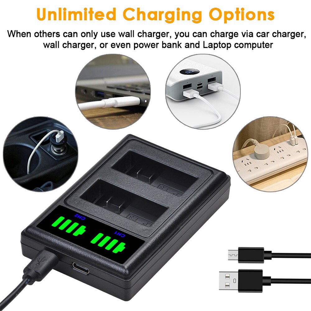 LP-E8 LPE8 LP E8 Batterie 1500mAh + LED Dual Ladegerät für Kanon EOS 550D 600D 650D 700D Kuss X4 x5 X6i X7i Rebell T2i T3i T4i T5i.
