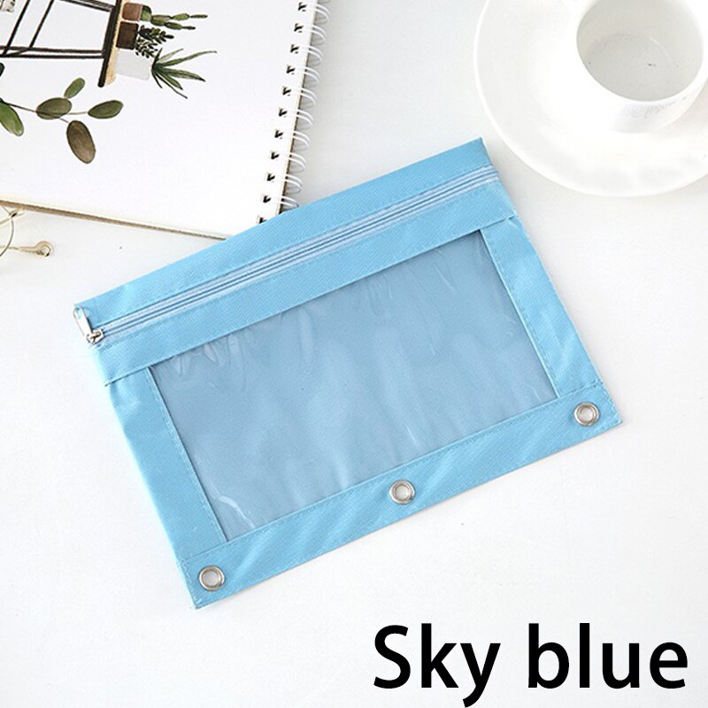 Sac porte-fichiers de documents | Sac de papeterie scolaire et de bureau 1Pc, sac à crayons avec fermeture éclair, pochette avec anneau Rivet, 3 trous: 9